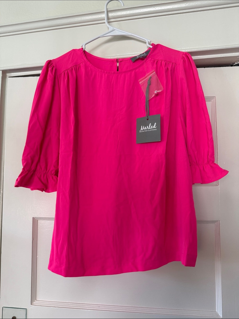 Marled Women's Hot Pink Blouse with Ruffled Sleeves